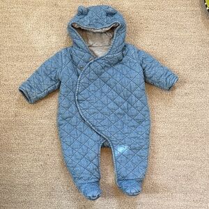 GAP Quilted Blue Baby Footie 3-6 months